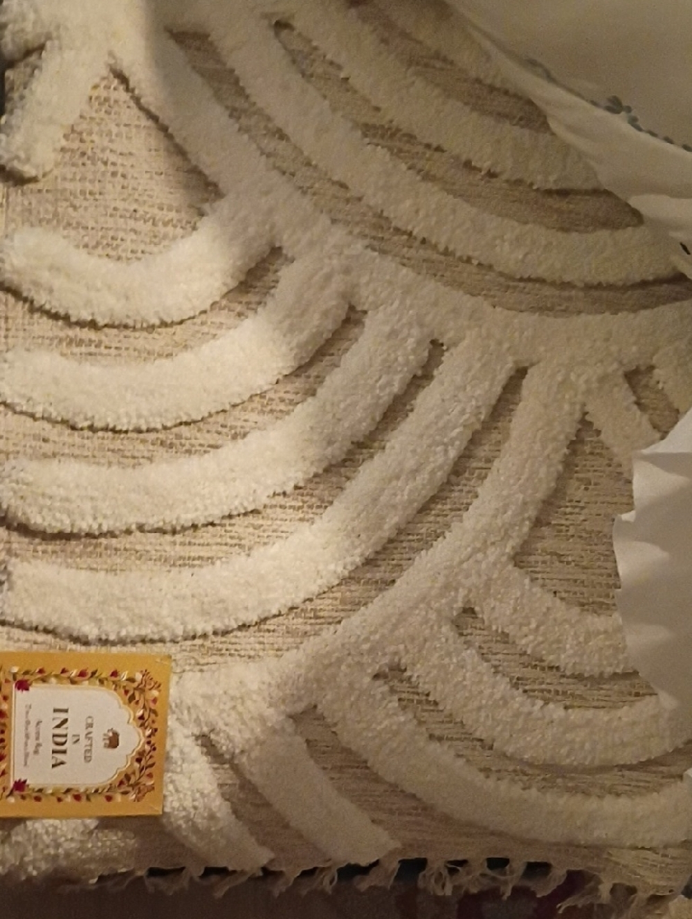 Cream Textured Arc-Pattern Bath Mat - Soft Absorbent Plush - Picture 11 of 11